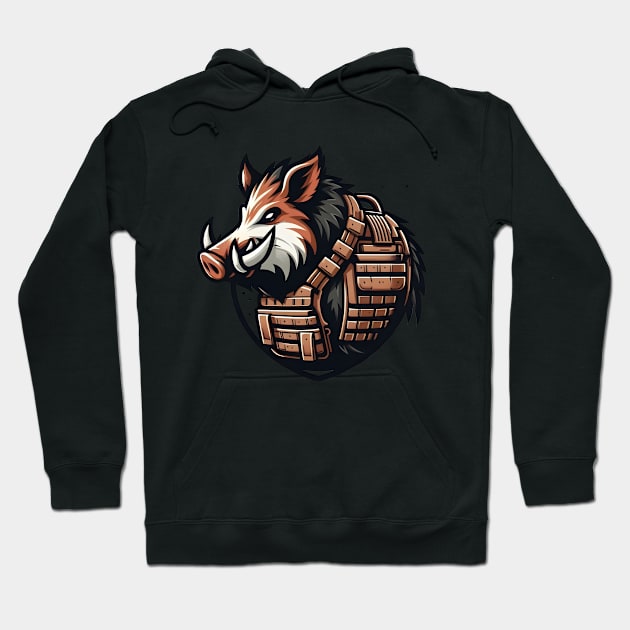 Tactical Wild Boar Adventure Tee: Unleash the Beast Within Hoodie by Rawlifegraphic